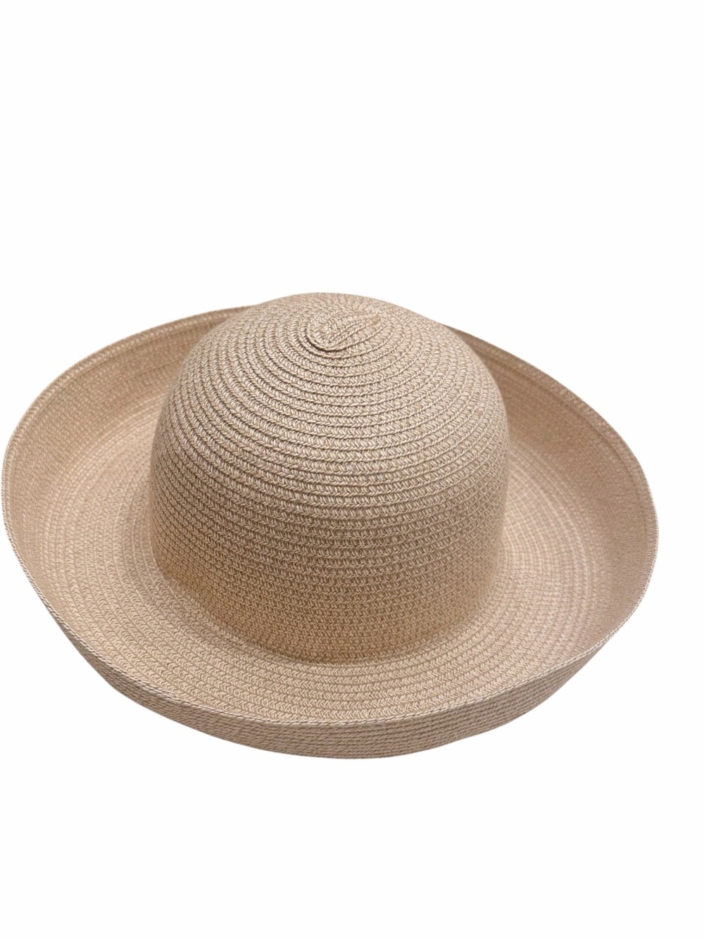 Betmar New York Vintage Woven Wide Brim Sun Hat Packable Neutral Taupe Medium